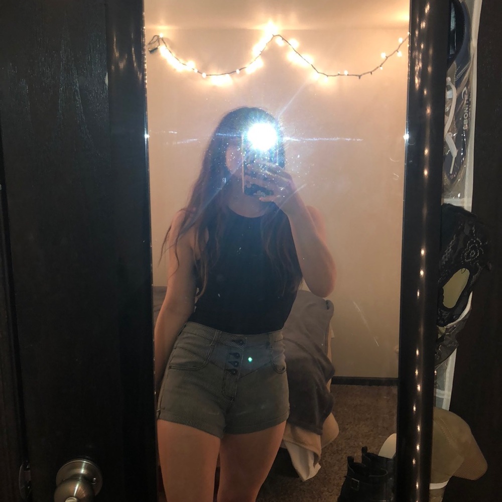 BlackHeart White and Black Striped Shorts